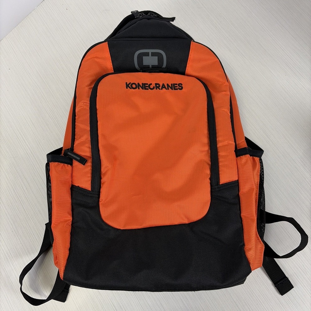 Ogio Logan Black Backpack Laptop Bag Kine Cranes Padded Canvas Orange Black NWOT
